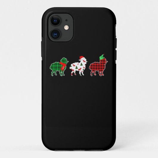 おかしな羊のクリスマスツリーのライト |赤い格子縞の贈り物 Case-Mate iPhoneケース (裏面)