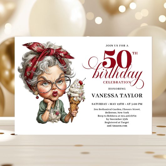 おかしな50歳の誕生日パーティーの招待状 ユーモアあふれる 招待状