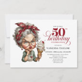 おかしな50歳の誕生日パーティーの招待状 ユーモアあふれる 招待状 (正面)