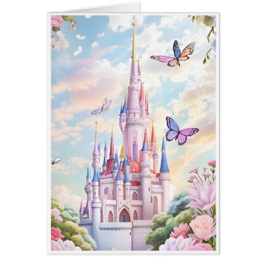 おかわいらしとぎ話の城グリーティングカード (正面)