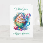 おかわいらし湯の色のクリスマスカップ カード (正面)