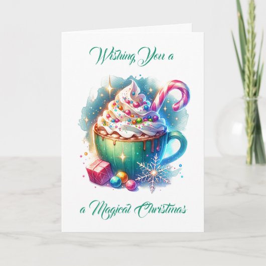 おかわいらし湯の色のクリスマスカップ カード (正面)