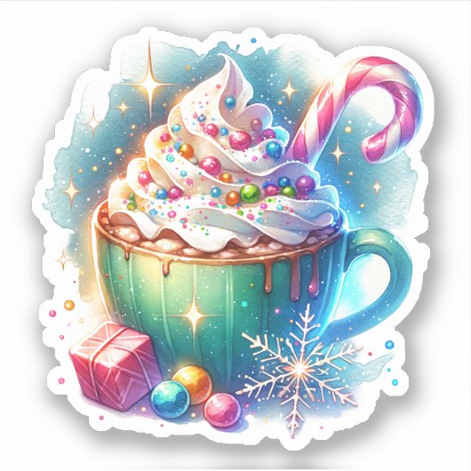 おかわいらし湯の色のクリスマスカップ シール (正面)