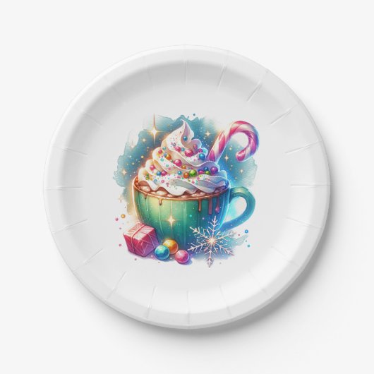 おかわいらし湯の色のクリスマスカップ ペーパープレート (正面)