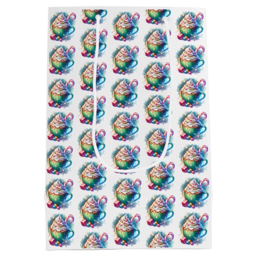 おかわいらし湯の色のクリスマスカップ ミディアムペーパーバッグ (裏面)