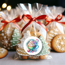 おかわいらし湯の色のクリスマスカップ ラウンドシール