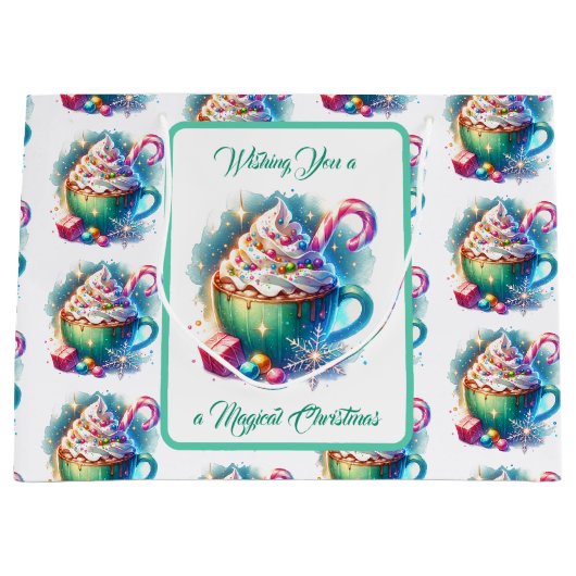 おかわいらし湯の色のクリスマスカップ ラージペーパーバッグ (正面)