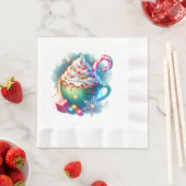 おかわいらし湯の色のクリスマスカップ 縁ありランチョンナプキン (インサイチュ)