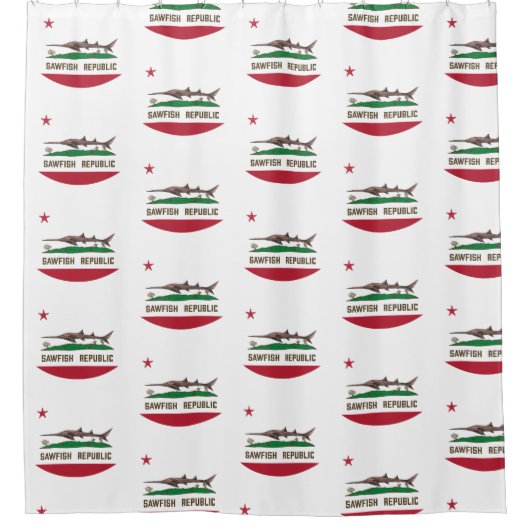 おがくし共和国レイフラッグカーペンターシャーク シャワーカーテン (正面)