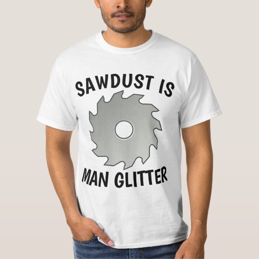 おがくずは男のグリッターおもしろい、男のTシャツ Tシャツ (正面)