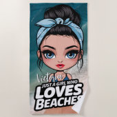 おくれ毛のポニーテールが可愛い海好きガールのビーチタオル ビーチタオル (正面)