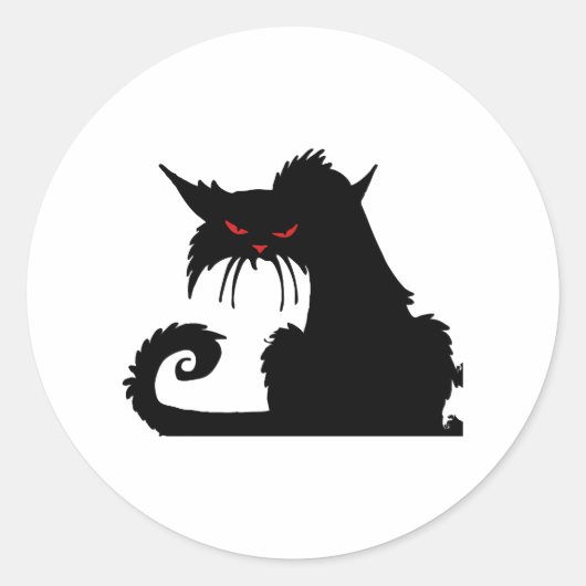 おこった猫 ラウンドシール (正面)