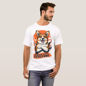 おこもり犬の自信 - 面白いコーギーのデザイン Tシャツ (正面フル)