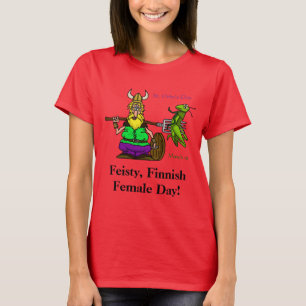 おこりっぽいフィンランドの女性St. Urho日のTシャツ Tシャツ