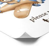 おごりテディベアパイロット男の赤ちゃんシャワー ポスター (角)