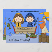おさかな釣り カスタム誕生日招待状 招待状 (正面/裏面)