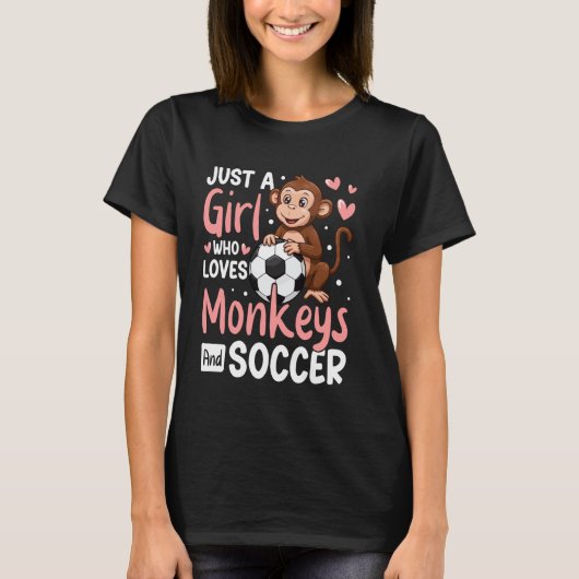 おさるさんとサッカー好き女子 モンキーマニア Tシャツ (正面)
