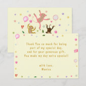 おさるのジャンプするモンキーズの子供の誕生日 サンキューカード (正面/裏面)