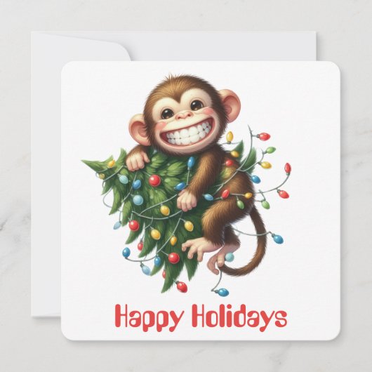 おさるのユーモアあふれるクリスマスカード シーズンカード (正面)