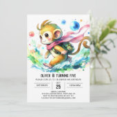 おさるの誕生日パーティー かわいいテンプレート 招待状 (スタンド正面)