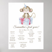 おさるの赤ちゃん 初めての誕生日 マイルストーン ポスター (正面)