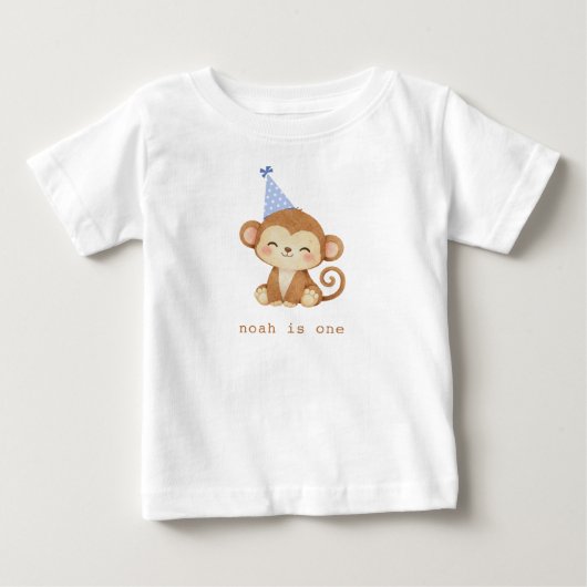 おさるの1歳誕生日パーティー ベビーTシャツ (正面)