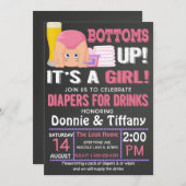 おしおを上げて飲む女の子 招待状 (正面/裏面)