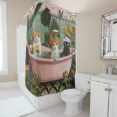 おしっこと泡:キャットタスティックなバスシーン シャワーカーテン (インサイチュ)