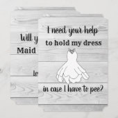 おしっこの手伝いが必要 - 結婚式の花嫁の友人への招待状 招待状 (正面/裏面)
