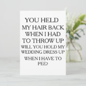 おしっこをしている間、ドレスを持ち上げる|ブライダルパーティ 招待状 (スタンド正面)