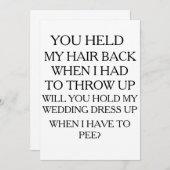 おしっこをしている間、ドレスを持ち上げる|ブライダルパーティ 招待状 (正面/裏面)