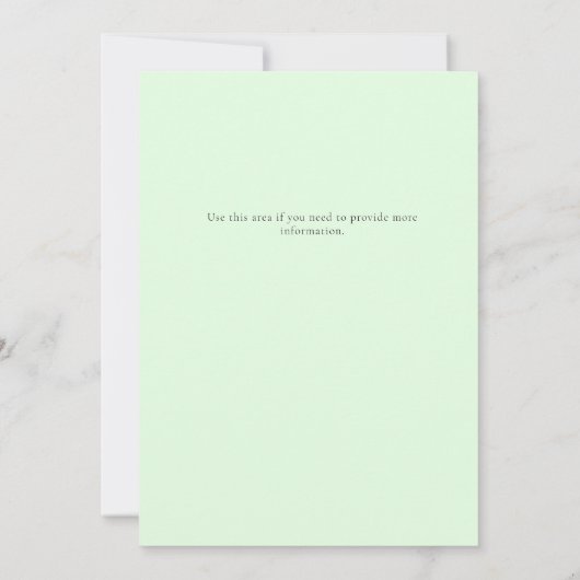 おしゃけ男女兼用付き緑のベビーシャワー 招待状 (裏面)