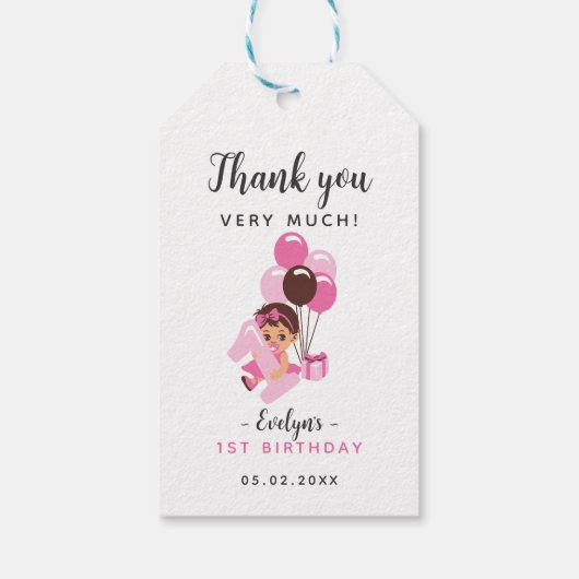 おしゃぶりベビーガール ファーストバースデー サンクス ギフトタグ (裏面)