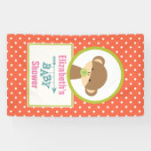 おしゃぶりベビー付き茶色のモンキー赤ちゃんシャワー 横断幕 (横)