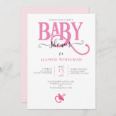 おしゃぶり付きピンクガール赤ちゃんシャワー 招待状 (正面/裏面)