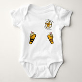 おしゃぶり保安官カウボーイ女性のカーボーイベビージャンプスーツ ベビーボディスーツ (正面)