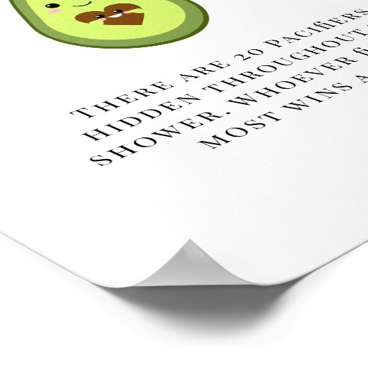 おしゃぶり狩りかわいいアボカドベビーシャワー ポスター (角)