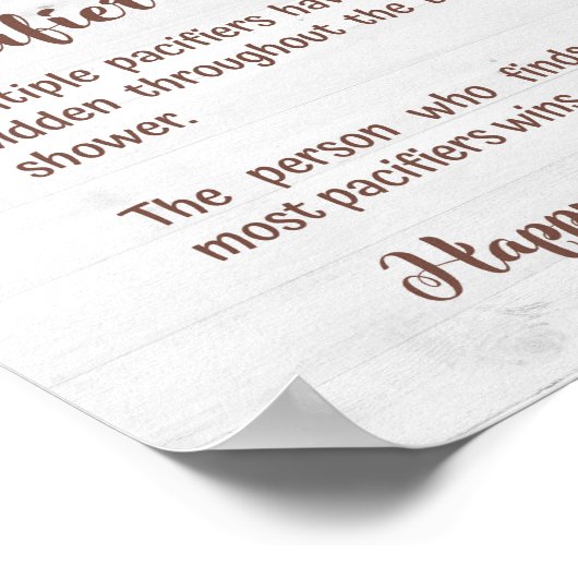 おしゃぶり狩りひまわり赤ちゃんシャワーゲームサイン ポスター (角)