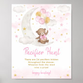 おしゃぶり狩りゲームガールテディベアバルーン記号 ポスター (正面)