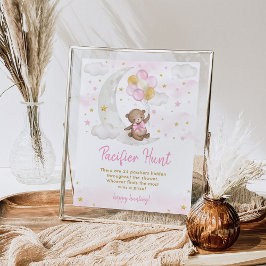 おしゃぶり狩りゲームガールテディベアバルーン記号 ポスター