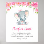 おしゃぶり狩りゲームサインエレファントベビーシャワーガール ポスター (正面)