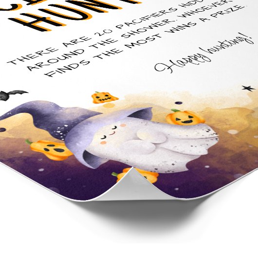 おしゃぶり狩りゲームハロウィーン赤ちゃんシャワーゲームサイン ポスター (角)