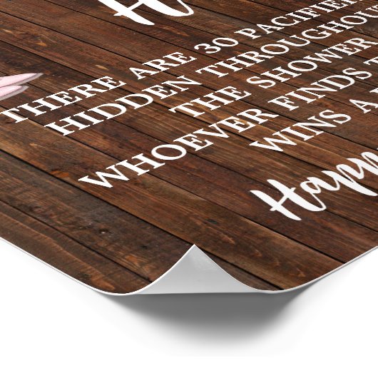 おしゃぶり狩りゲームピンク女性のカーボーイ赤ちゃんシャワーサイン ポスター (角)