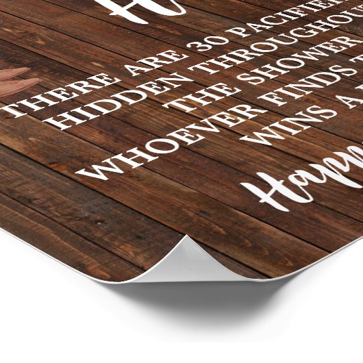 おしゃぶり狩りゲームリトルカウボーイベビーシャワーサイン ポスター (角)