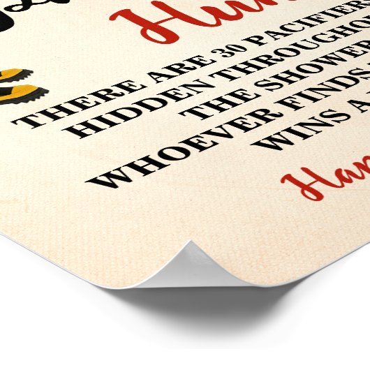 おしゃぶり狩りゲーム小さな消防士ベビーシャワー ポスター (角)