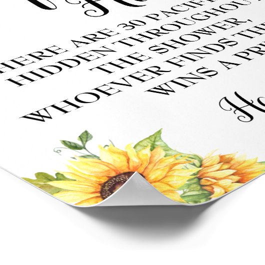 おしゃぶり狩りゲーム赤ちゃんシャワーひまわりサイン ポスター (角)