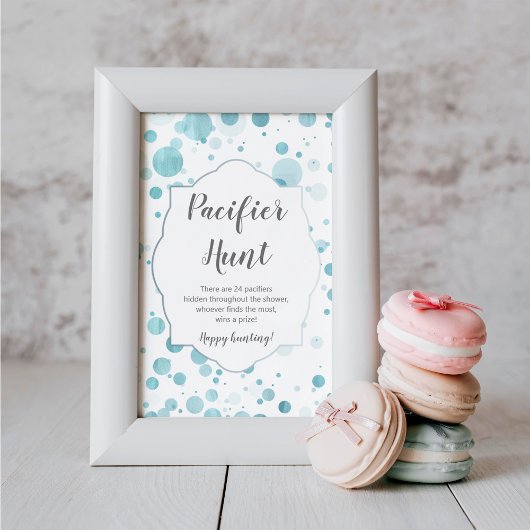 おしゃぶり狩りサイン、かわいい青ドット男の子ベイビーシャワー ポスター