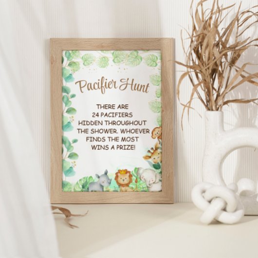 おしゃぶり狩りサファリ動物テーマゲームサイン ポスター