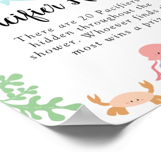 おしゃぶり狩りシーベイビーシャワーゲームかわいい ポスター (角)