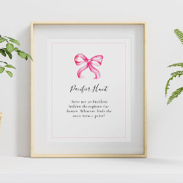 おしゃぶり狩りピンクボウ赤ちゃんシャワーゲーム ポスター